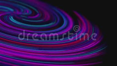 发出霓虹灯条的圆圈。 蓝色和紫色的线条被吸进漏斗里，这是一种抽象。 旋风式